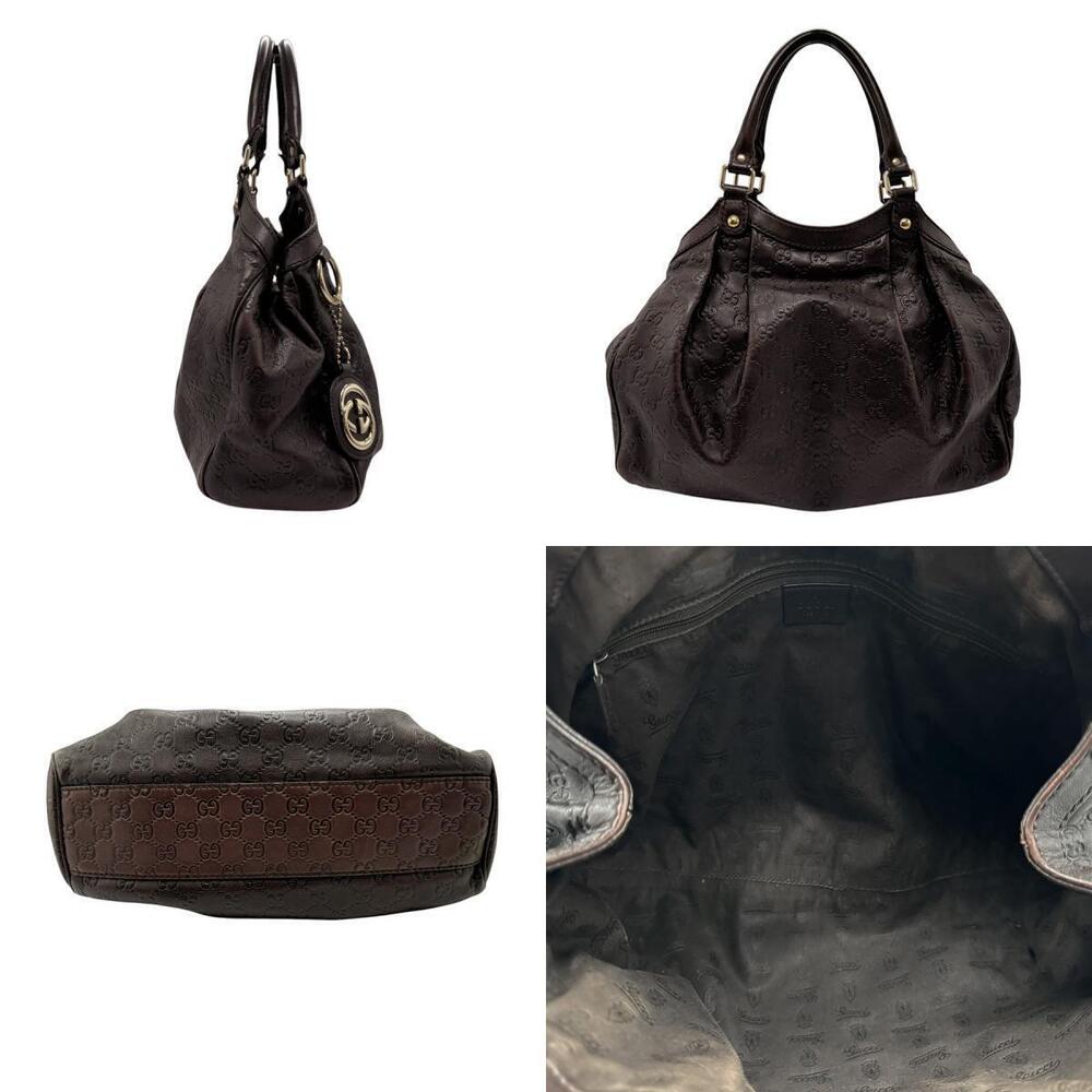 Gucci Gold Handbag Leather Sukey Brown ssima Gold Brown